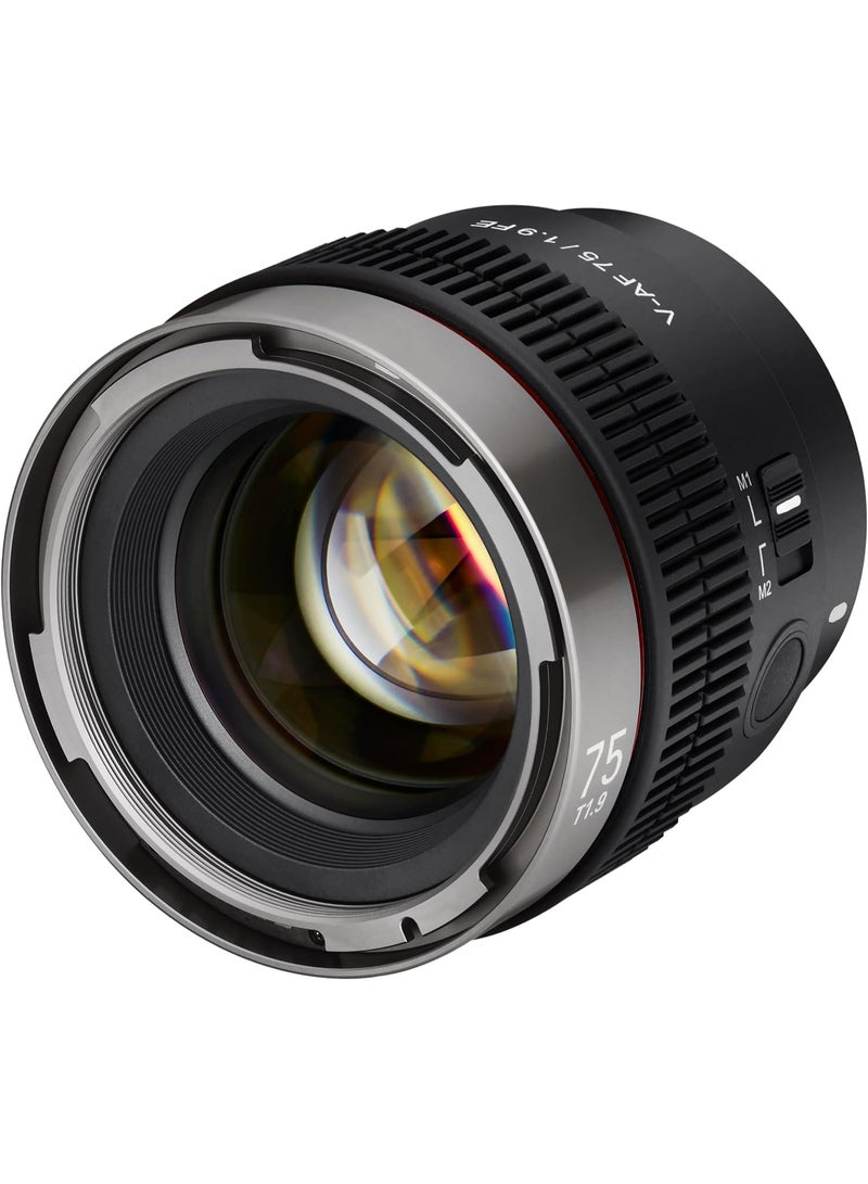Samyang عدسة ساميانغ V-AF 75mm T1.9 FE لكاميرات سوني E عدسة فيديو بتركيز تلقائي عدسة سينمائية 8K تدعم الأنماط المتوافقة مع مفتاح مخصص وزر مخصص - Image 1